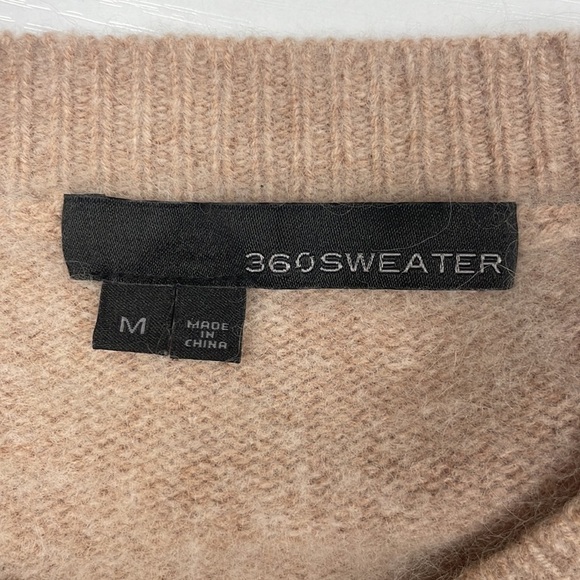 360 Sweater Wool Raccoon Blend Crewneck Long Sleeve Knit Pullover Pink Medium - Picture 7 of 8